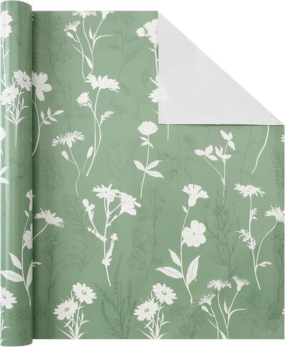 Flowers Wrapping Paper Roll-17 Inches X 32.8 Feet, Mini Roll, White Floral Design Wrap Paper for Girls Women Grandma, for Birthdays, Bridal Shower, Weddings, Anniversaries, Mother's Day, Floral Design, 1 Roll in Saudi Arabia