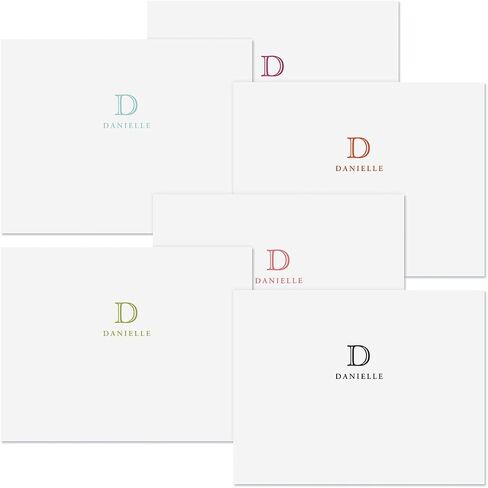 Juliet Initial Personalized Note Card Set - 24 Cards with White Envelopes, 4¼ x 5½ Inch Size, Blank Inside, Add a Name and Initial, For Thank You Notes, or Graduation Gifts in Saudi Arabia