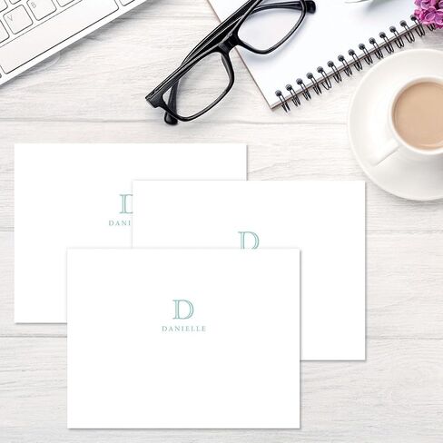Juliet Initial Personalized Note Card Set - 24 Cards with White Envelopes, 4¼ x 5½ Inch Size, Blank Inside, Add a Name and Initial, For Thank You Notes, or Graduation Gifts in Saudi Arabia
