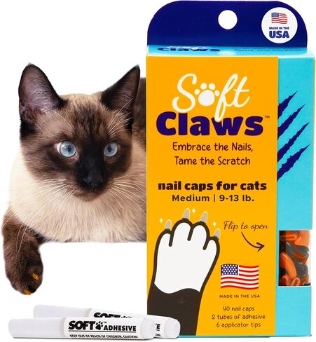 Soft Claws Cat Divel Caps للقطط المتوسطة - (40 قبعات ، هالوين - Orange & Black) - المطورة البيطري | يحمي الأثاث والجلد-أغطية مخلب قطة ناعمة مضادة للخلع طويلة الأمد in Kuwait