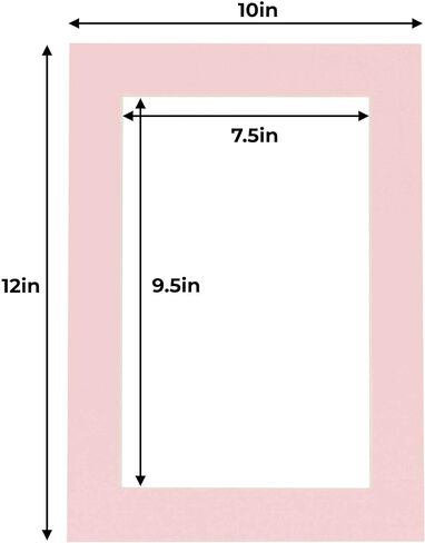 8x10 MAT لـ 10x12 الإطار - Precut Mat Board Free Pink 8x10 Photo Matte مصنوع لتناسب إطار صورة 10x12 ، لوحة متميزة للصور العائلية ، مجموعات العرض ، الفن ، تأطير الصور ، حزمة 1 حصيرة in Kuwait