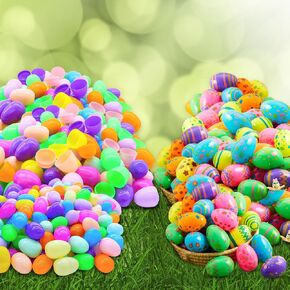 Premium Plastic Easter EggShell-50pcs Vibrant Solid Colors & Printed colorful Fillable Eggs,Ideal for Gift Surprises,Celebration Giveaways,School Rewards & Festive EggHunts (Vibrant Solid Colors Eggs) in Saudi Arabia