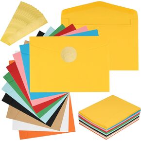 100 Pack A6 / 4x6 مدفوعات دعوة ، مظاريف ملونة متعددة الألوان لبطاقات المعايدة ، الصور ، الدعوات - مع ملصقات ذهبية in Kuwait