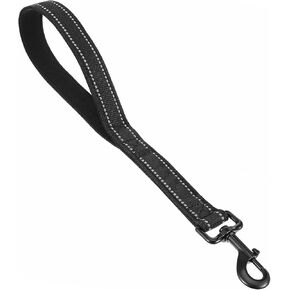 Short Dog Leash - Traffic Padded Handle - Heavy Duty Short Nylon Dog Leading for Extra Control Reflective Threads Pet Leashes for Large Dogs and Medium Dogs (14.96 Inch, Black) in Kuwait