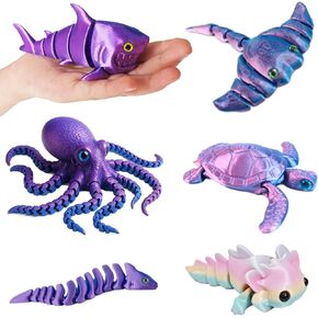 3D Printed Sea Animals Toys - 12Pcs Larger Articulated Fidget Toys for Kids - Flexible Ocean Creatures for Birthday Party Favors Goodie Bags Desk Decor- Fun Educational Gift for Boys & Girls in Saudi Arabia