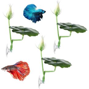 3 Pcs Betta Fish Bed Betta Leaf Hammock Suction Cup Tank Decor Fish Toys Leaf Pad Leaves Tank Accessories Simulates Natural Habitat Comfortable Rest Area in Kuwait