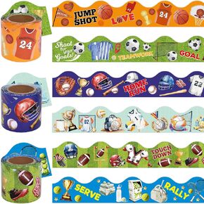 Ceiba Tree Sports Bulletin Board Borders Trims 3 Rolls 2.25 in X 36ft Football Baseball Basketball Soccer Tennis Volleyball Sport Balls Classroom School Decor Decorations Teacher Supplies in Kuwait
