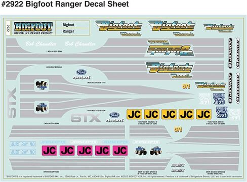 J Concepts Inc. 1985-1993 Ford Bigfoot Ranger Body JCO0298BFR CAR/TRACK HOPIES WINGS & DECALS in Kuwait