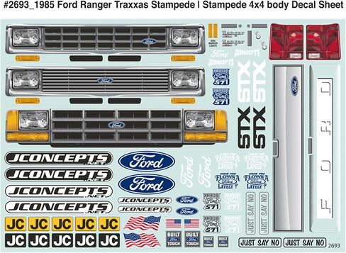 J Concepts Inc. 1985-1993 Ford Bigfoot Ranger Body JCO0298BFR CAR/TRACK HOPIES WINGS & DECALS in Kuwait