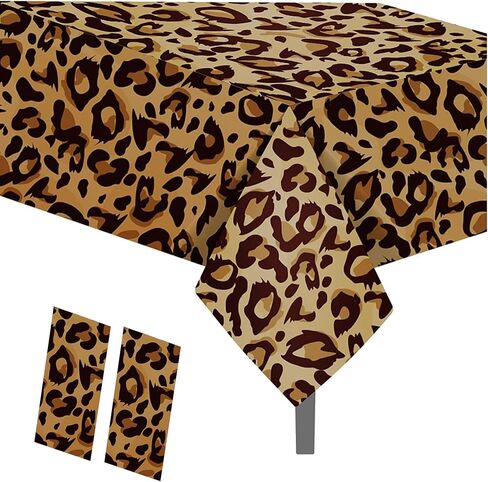 2Pcs Leopard Print Party Tablecloth Leopard Table Covers Leopards Print Animal Skin Digital Tablecloth Leopards Plastic Rectangular Tablecloths for Zoo Jungle Safari Themed Party in Saudi Arabia