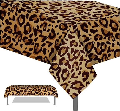 2Pcs Leopard Print Party Tablecloth Leopard Table Covers Leopards Print Animal Skin Digital Tablecloth Leopards Plastic Rectangular Tablecloths for Zoo Jungle Safari Themed Party in Saudi Arabia
