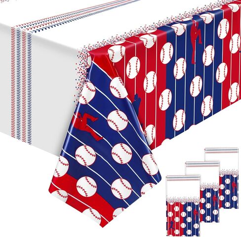 durony 2 Pieces Baseball Tablecloth Plastic Baseball Table Cover Baseballs Theme Party Supplies Waterproof Rectangle Tablecloth for Baseballs Theme Birthday Sport Party Decorations in Saudi Arabia