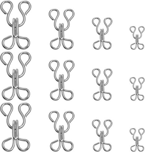 80 Set Sewing Hooks and Eyes Closure, Copper Hooks and Eyes Metal Bra Snap Hook Replacement for Wonmen 4 Sizes Closures Sew on Snaps for Bra Trousers Skirts and DIY Crafts Replacement(Silver) in Saudi Arabia
