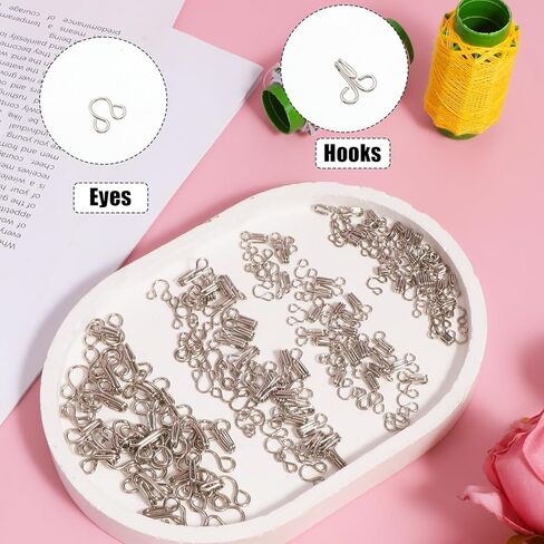 80 Set Sewing Hooks and Eyes Closure, Copper Hooks and Eyes Metal Bra Snap Hook Replacement for Wonmen 4 Sizes Closures Sew on Snaps for Bra Trousers Skirts and DIY Crafts Replacement(Silver) in Saudi Arabia