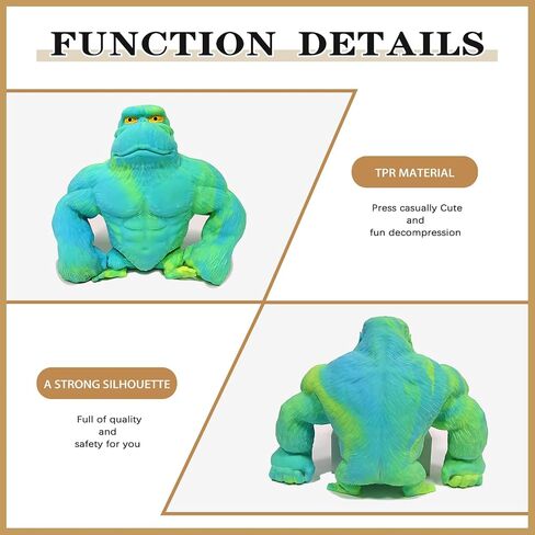Stretchy Squishy Monkey Squeeze Toy Funny Gorilla Squishy Toy Stress Relief and Sensory Decompression Toy for Kids/Adults,Green in Kuwait