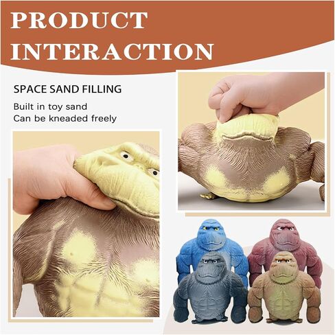 Stretchy Squishy Monkey Squeeze Toy Funny Gorilla Squishy Toy Stress Relief and Sensory Decompression Toy for Kids/Adults,Green in Kuwait
