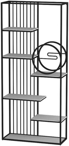 Bookcase Shelf Home Combination Bookshelf Metal Shelf Office Multi-Layer Display Stand Living Room Partition Decoration Rack Bookshelf with Storage(C,100 * 30 * 180cm) in Saudi Arabia