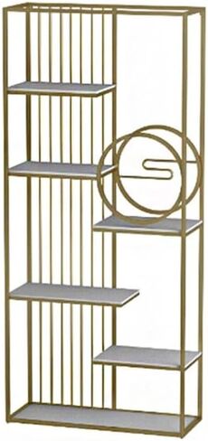 Bookcase Shelf Home Combination Bookshelf Metal Shelf Office Multi-Layer Display Stand Living Room Partition Decoration Rack Bookshelf with Storage(C,100 * 30 * 180cm) in Saudi Arabia