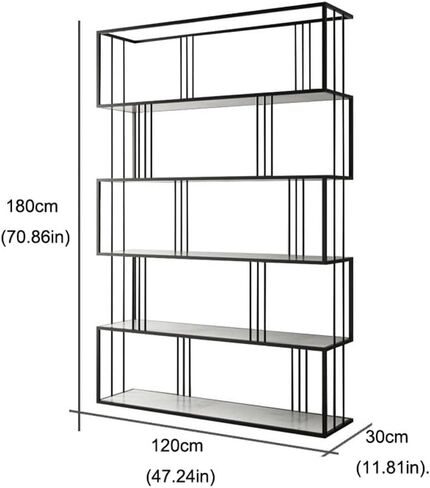 Bookcase Shelf Home Metal Bookshelf with Cabinet Living Room Partition Screen Flower Stand Office Decoration Display Stand Bookshelf with Storage(B) in Saudi Arabia