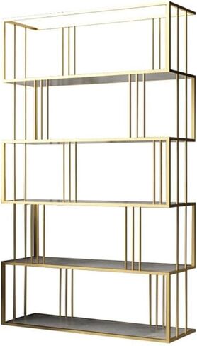 Bookcase Shelf Home Metal Bookshelf with Cabinet Living Room Partition Screen Flower Stand Office Decoration Display Stand Bookshelf with Storage(B) in Saudi Arabia