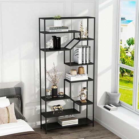Bookcase Shelf Home Wrought Iron Living Room Shelf Office Partition Creative Multi-Layer Bookcase Modern Simple Wall Bookshelf Bookshelf with Storage(A,120 * 30 * 180cm) in Kuwait