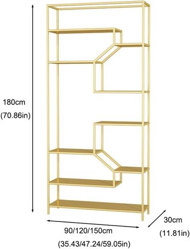 Bookcase Shelf Home Wrought Iron Living Room Shelf Office Partition Creative Multi-Layer Bookcase Modern Simple Wall Bookshelf Bookshelf with Storage(A,120 * 30 * 180cm) in Kuwait