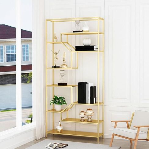 Bookcase Shelf Home Wrought Iron Living Room Shelf Office Partition Creative Multi-Layer Bookcase Modern Simple Wall Bookshelf Bookshelf with Storage(A,120 * 30 * 180cm) in Kuwait