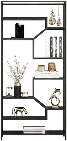 Bookcase Shelf Home Wrought Iron Living Room Shelf Office Partition Creative Multi-Layer Bookcase Modern Simple Wall Bookshelf Bookshelf with Storage(A,120 * 30 * 180cm) in Kuwait