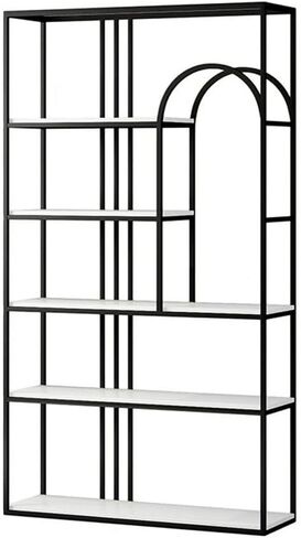Bookcase Shelf Nordic Partition Rack Living Room Floor-to-Ceiling Bookshelf Office Porch Metal Shelf Multi-Layer Decorative Rack Bookshelf with Storage(B,120 * 30 * 180cm) in Saudi Arabia