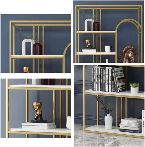 Bookcase Shelf Nordic Partition Rack Living Room Floor-to-Ceiling Bookshelf Office Porch Metal Shelf Multi-Layer Decorative Rack Bookshelf with Storage(B,120 * 30 * 180cm) in Saudi Arabia