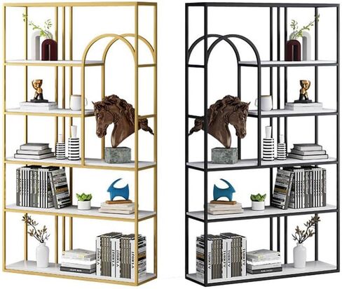 Bookcase Shelf Nordic Partition Rack Living Room Floor-to-Ceiling Bookshelf Office Porch Metal Shelf Multi-Layer Decorative Rack Bookshelf with Storage(B,120 * 30 * 180cm) in Saudi Arabia