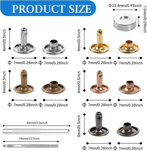 100 مجموعة من المسامير الجلدية 10x10mm Metal Cap Snaps مع أدوات إعداد 3pcs للحرف الجلدية ، DIY ، الإصلاح ، الملابس ، الأكياس ، الأحزمة ، الديكور ، ألوان متعددة in Kuwait