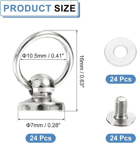 uxcell 24Pcs Screw Round Head Rivet, 7mm Pull Ring Rivet Fasteners, Screw Rivet Studs for DIY Leather Craft Belts Purse Handbags (Silver) in Saudi Arabia