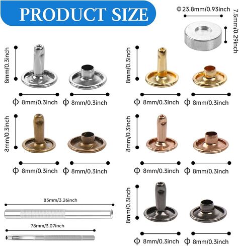 100 مجموعة من المسامير الجلدية 10x10mm Metal Cap Snaps مع أدوات إعداد 3pcs للحرف الجلدية ، DIY ، الإصلاح ، الملابس ، الأكياس ، الأحزمة ، الديكور ، ألوان متعددة in Kuwait