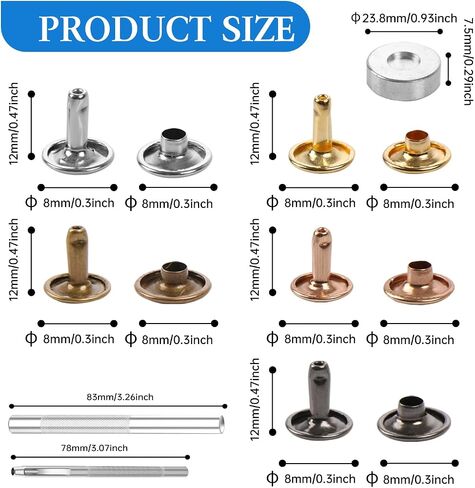 100 مجموعة من المسامير الجلدية 10x10mm Metal Cap Snaps مع أدوات إعداد 3pcs للحرف الجلدية ، DIY ، الإصلاح ، الملابس ، الأكياس ، الأحزمة ، الديكور ، ألوان متعددة in Kuwait