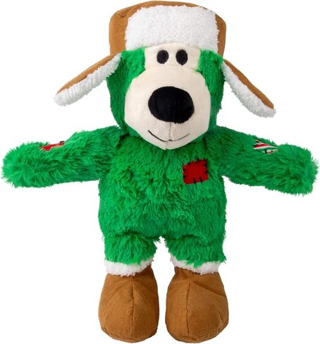 KONG Christmas Holiday Wild Knots Bear Dog Toy – Durable Rope Skeleton, Squeaker for Long-Lasting Play, Less Stuffing for Less Mess, Assorted Colors (1 Pack, Medium/Large) in Saudi Arabia