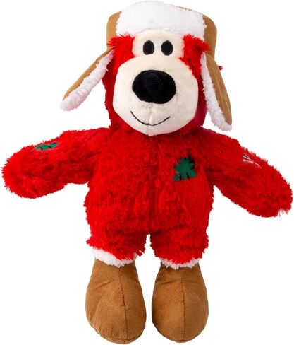 KONG Christmas Holiday Wild Knots Bear Dog Toy – Durable Rope Skeleton, Squeaker for Long-Lasting Play, Less Stuffing for Less Mess, Assorted Colors (1 Pack, Medium/Large) in Saudi Arabia