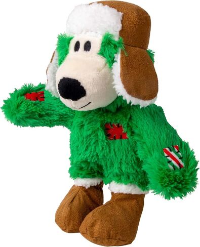 KONG Christmas Holiday Wild Knots Bear Dog Toy – Durable Rope Skeleton, Squeaker for Long-Lasting Play, Less Stuffing for Less Mess, Assorted Colors (1 Pack, Medium/Large) in Saudi Arabia