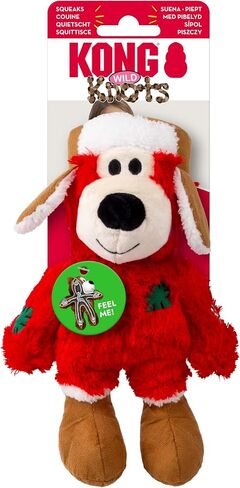 KONG Christmas Holiday Wild Knots Bear Dog Toy – Durable Rope Skeleton, Squeaker for Long-Lasting Play, Less Stuffing for Less Mess, Assorted Colors (1 Pack, Medium/Large) in Saudi Arabia