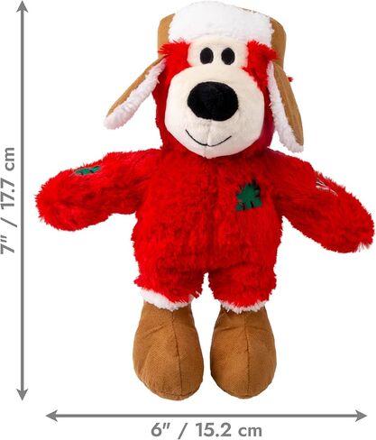 KONG Christmas Holiday Wild Knots Bear Dog Toy – Durable Rope Skeleton, Squeaker for Long-Lasting Play, Less Stuffing for Less Mess, Assorted Colors (1 Pack, Medium/Large) in Saudi Arabia