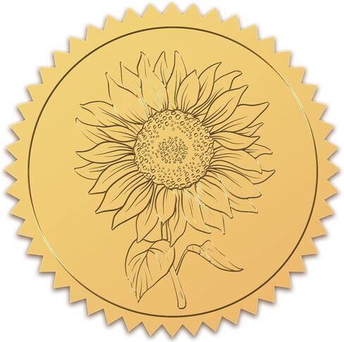 Craspire Sunflower Gold ملصقات الذهب المقسّمة شهادة 100pcs أختام 2 رقائق رقائق ملصقات للاصوص على اللمسات اللاصقة لجوائز دعوات الزفاف تفضل التخرج in Saudi Arabia