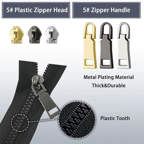 طقم إصلاح Zipper Vicheria (45 جهازًا) ، سحابات عالمية #5 للخياطة ، مجموعة الإصلاح البديلة للسترات للسترات ، معطف ، التمهيد ، حقيبة الظهر ، محفظة in Kuwait