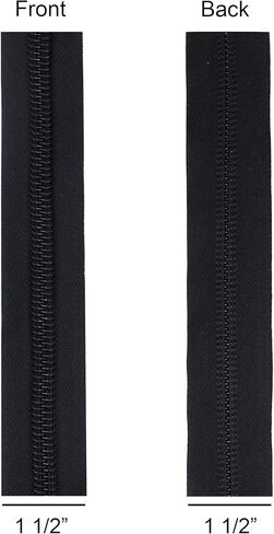 1 Yard Black YKK #8 Nylon Coil Chain Zipper Trim, Heavy Weight with 2 Coil Sliders and 2 Aluminum Stops in Saudi Arabia