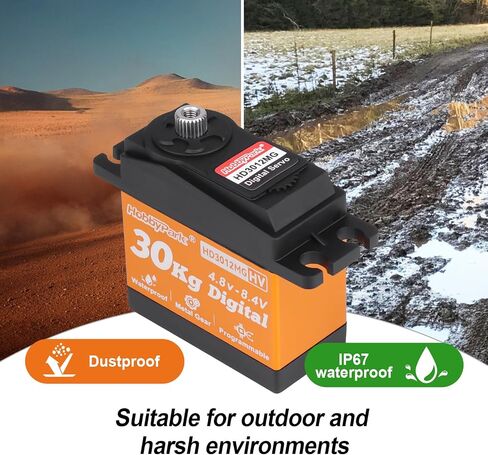 HobbyPark Pack of 2 Waterproof 30kg Servo High Torque RC Steering Servo Metal Gear All Stainless Steel for 1/12 1/8 1/10 RC Car Crawler Truck Buggy Robotics 5V-8.4V High Volt, Control Angle 180° in Saudi Arabia