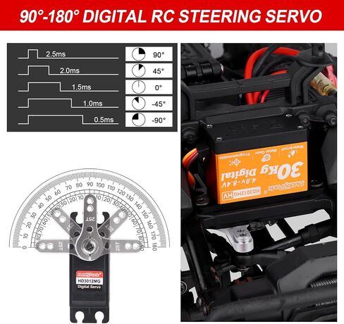 HobbyPark Pack of 2 Waterproof 30kg Servo High Torque RC Steering Servo Metal Gear All Stainless Steel for 1/12 1/8 1/10 RC Car Crawler Truck Buggy Robotics 5V-8.4V High Volt, Control Angle 180° in Saudi Arabia