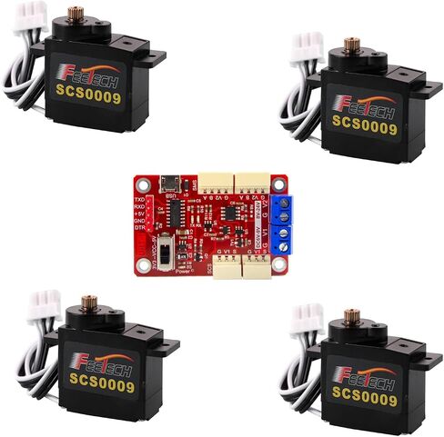 SCS0009 Serial Bus Servo Kit SCS0009 2.3kg Micro Servo Metal Gear W/300 ° Encoder TTL/RS485 لـ Robot Arm ، RC Helicopter ، Arduino ، Steam (4 Servos+1Signal Conversion Board) in Kuwait