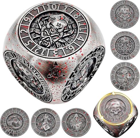 Metal Cube Spinner DND Dice ، Polyhedral Coll -Play 7 في 1 D&D Mystery Dice للأبراج المحصنة وهدايا ألعاب Dragons ، ومكتبي تملقات ARC CORNERS 6 Side Tabletop RPG Accessories لـ DM & Player （YHAG in Kuwait