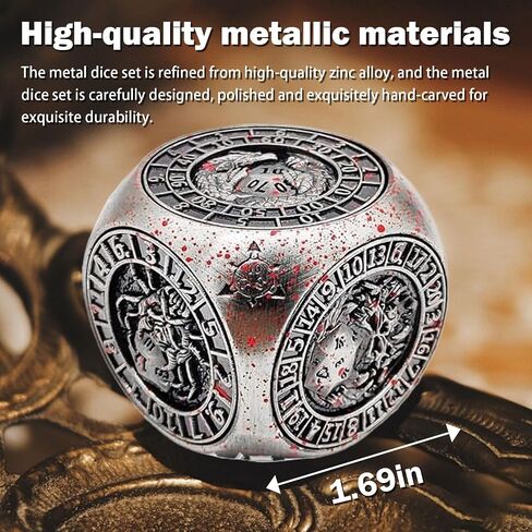 Metal Cube Spinner DND Dice ، Polyhedral Coll -Play 7 في 1 D&D Mystery Dice للأبراج المحصنة وهدايا ألعاب Dragons ، ومكتبي تملقات ARC CORNERS 6 Side Tabletop RPG Accessories لـ DM & Player （YHAG in Kuwait