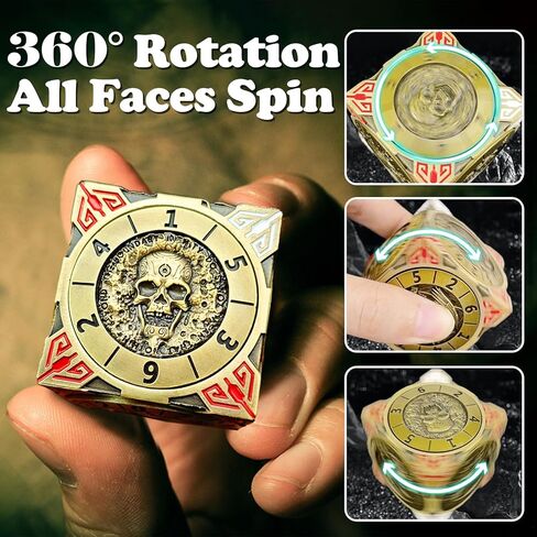 Metal Cube Spinner DND Dice ، Polyhedral Coll -Play 7 في 1 D&D Mystery Dice للأبراج المحصنة وهدايا ألعاب Dragons ، ومكتبي تملقات ARC CORNERS 6 Side Tabletop RPG Accessories لـ DM & Player （YHAG in Kuwait