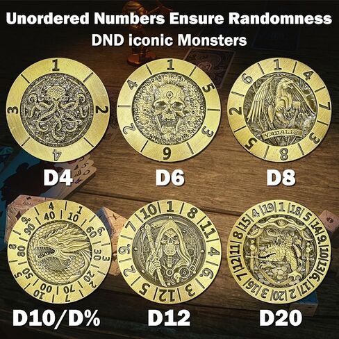 Metal Cube Spinner DND Dice ، Polyhedral Coll -Play 7 في 1 D&D Mystery Dice للأبراج المحصنة وهدايا ألعاب Dragons ، ومكتبي تملقات ARC CORNERS 6 Side Tabletop RPG Accessories لـ DM & Player （YHAG in Kuwait